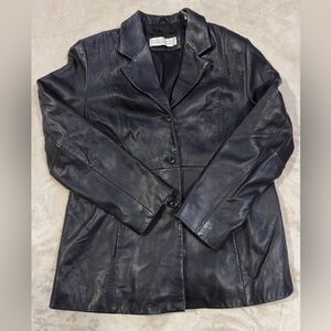 Valerie Stevens Long Black Leather Jacket